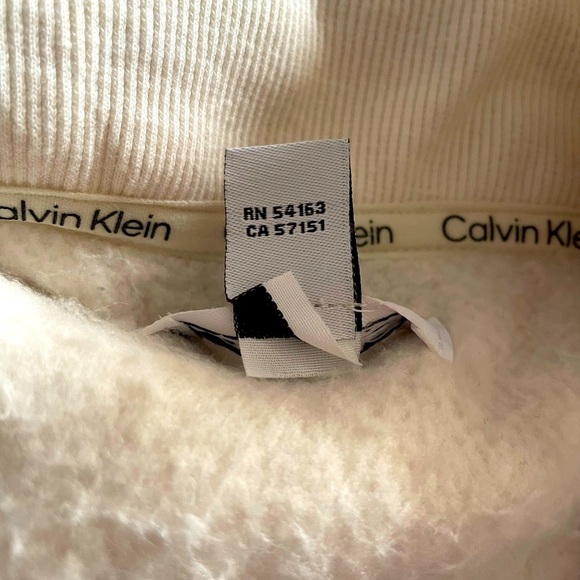 Calvin Klein Sherpa Style Cream Teddy Sweatshirt Jacket Large - Picture 9 of 9